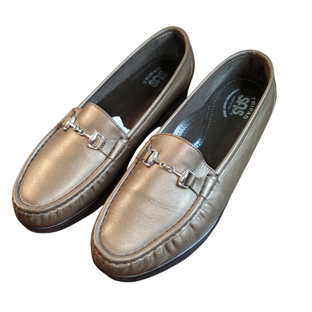 SAS Metro Bronze Leather Horsebit Loafers Comfort Shoes Women's 9W Wide